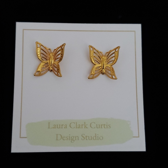Vintage Anne Klein Butterfly Post Earrings - Picture 1 of 2
